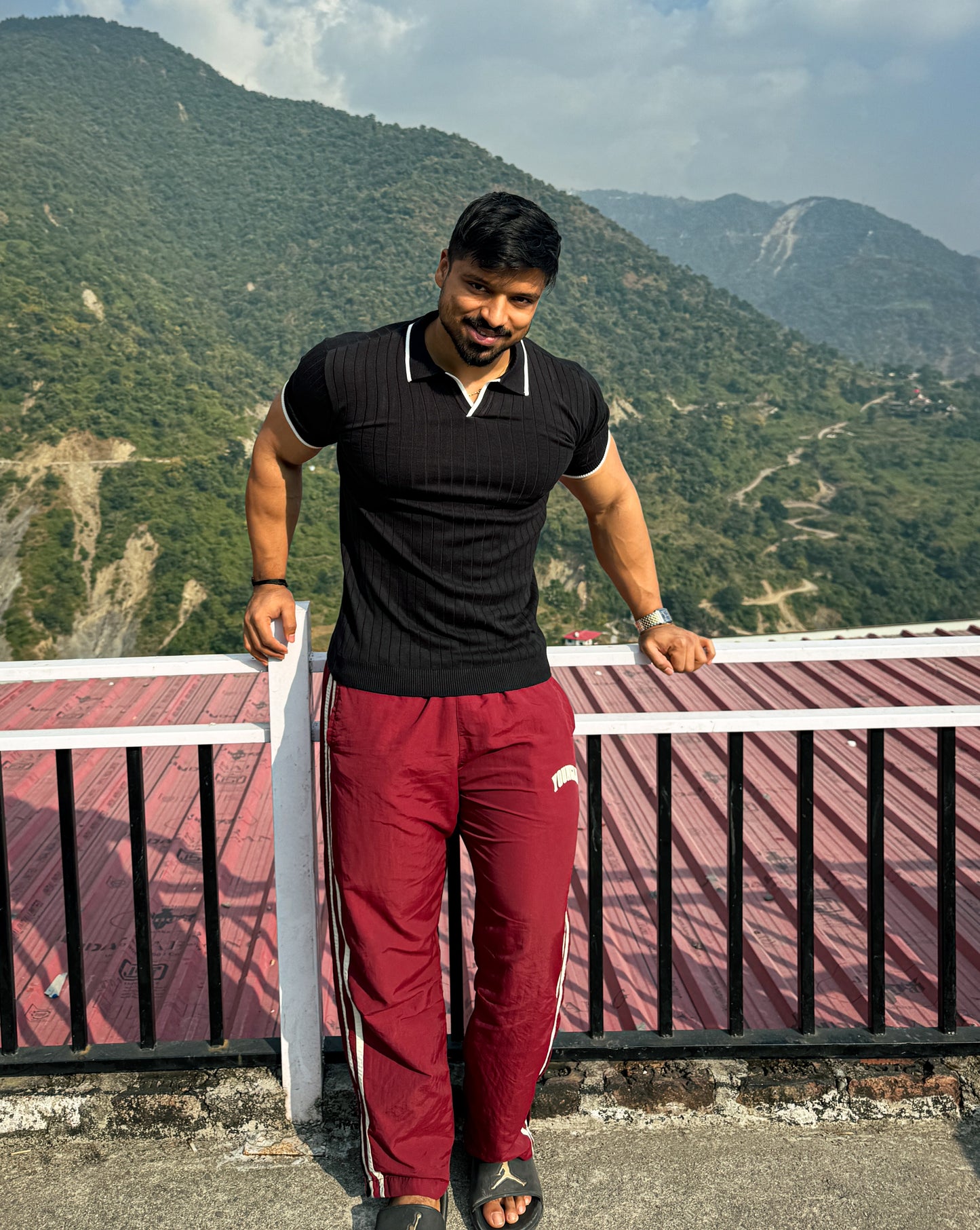 Black Sleek Striped Polo T-Shirt