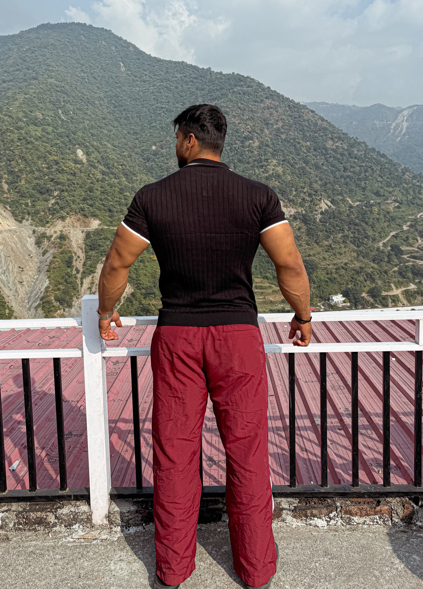 Black Sleek Striped Polo T-Shirt